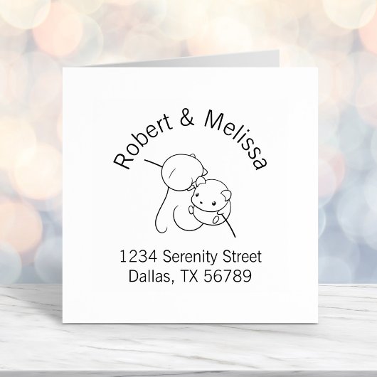 Tampon Auto-encreur Souris de moisson, paire de souris d'arc de couple