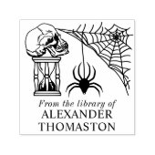 Tampon Auto-encreur Spiderweb Gothique Crâne Horglass Bibliothèque Nom (Design)