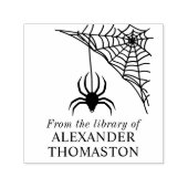 Tampon Auto-encreur Spiderweb with Hanging Spider Library Nom du livre (Design)