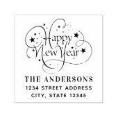 Tampon Auto-encreur Starry Happy Nouvel An Nom de famille Adresse de r (Design)