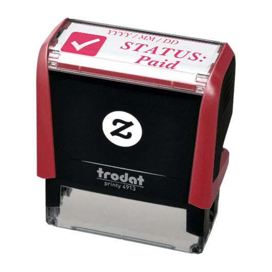 Tampon Auto-encreur "STATUT : Payé + Coche Icône Tampon en caoutchouc (Produit)