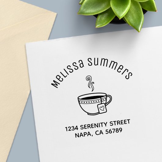 Tampon Auto-encreur Steaming Cup of Tea Arch Address