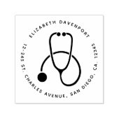 Tampon Auto-encreur Stethoscope gris simple Nom et adresse (Design)