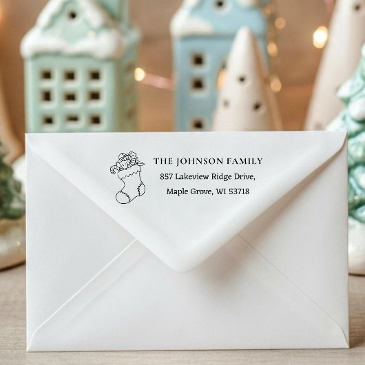 Tampon Auto-encreur [Stocking Stamp] Custom Christmas Card Address