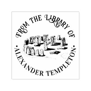 Tampon Auto-encreur Stonehenge "De la bibliothèque de" Nom du livre Ro