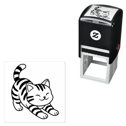 Tampon Auto-encreur Stretching Tabby Cat (En situation)