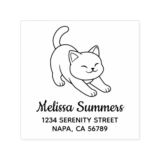 Tampon Auto-encreur Stretching White Cat Address (Design)