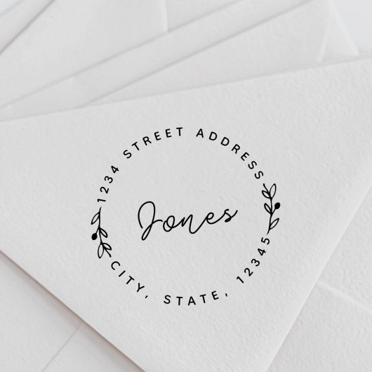 Tampon Auto-encreur Style à main Nom de famille Rond Adresse de retour