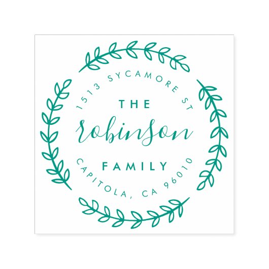 Tampon Auto-encreur Style Circulaire Leaf Nom de famille Adresse de re (Design)