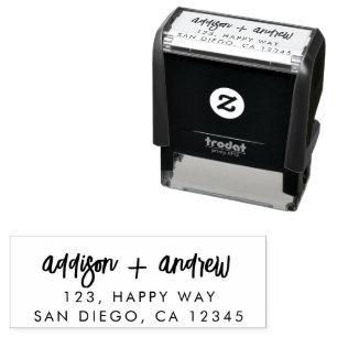 Tampon Auto-encreur Style moderne couple Mariage Script Adresse
