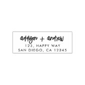Tampon Auto-encreur Style moderne couple Mariage Script Adresse (Design)
