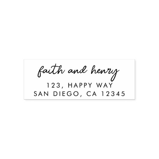 Tampon Auto-encreur Style moderne couple Mariage Script Adresse (Design)