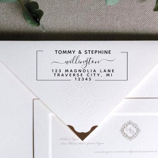 Tampon Auto-encreur Stylish Script Retourner l'adresse auto-écriture T