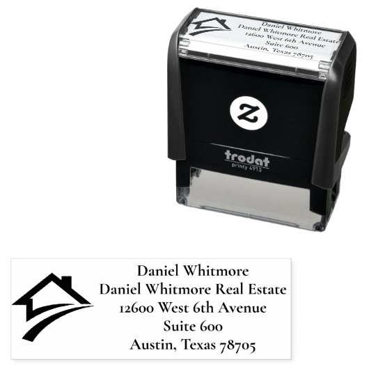 Tampon Auto-encreur Stylish Unique Black Real Estate Agent (En situation)