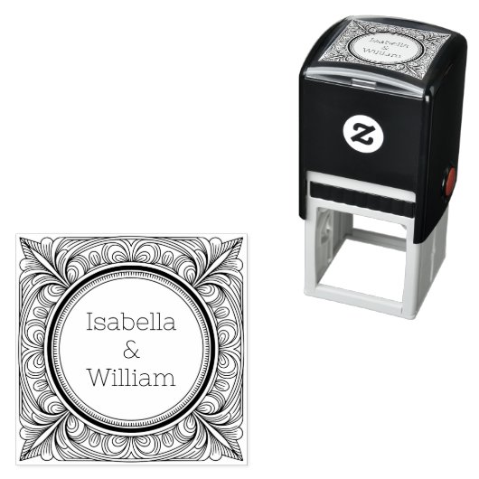 Tampon Auto-encreur Stylized Scrollwork Couple Self-Inking Stamp (En situation)