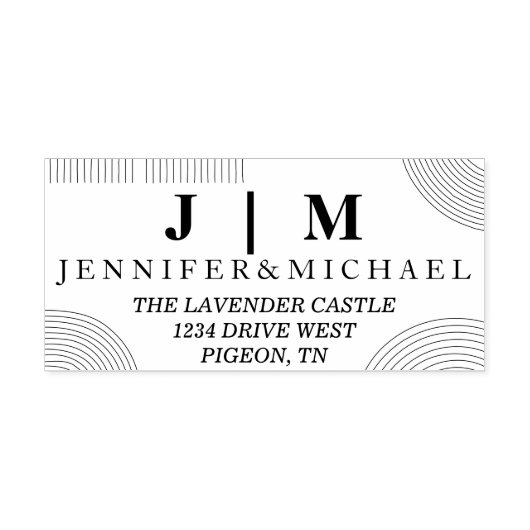 Tampon Auto-encreur Suite Mariage simple en noir et blanc Geo (Design)