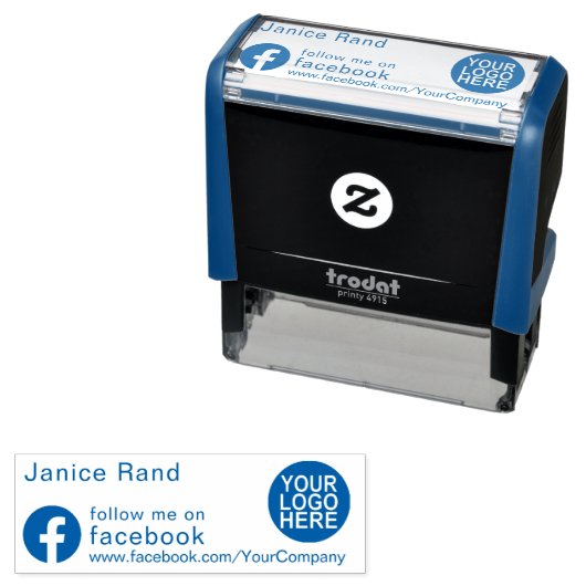 Tampon Auto-encreur Suivez-moi sur Facebook Logo Stamp Self-inking (En situation)