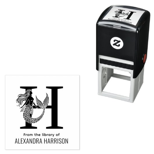 Tampon Auto-encreur Sulfure Sirène Flower Library Nom du livre Init (En situation)