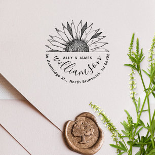 Tampon Auto-encreur Summer Sunflower Couple Family Return Adresse