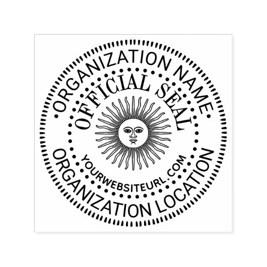 Tampon Auto-encreur Sun Avec Visage Générique Nom officiel Nom Loc URL (Design)