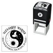 Tampon Auto-encreur Sun Crescent Moon Stars Yin Yang Nom Adresse de ré (En situation)