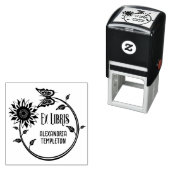 Tampon Auto-encreur Sunflower Butterfly Ex Libris Nom du livre (En situation)