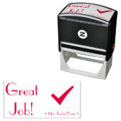 Tampon Auto-encreur "Super boulot !" + Nom de l'éducateur Timbre en ca (En situation)