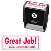 Tampon Auto-encreur "Super boulot !" + Nom de l'instructeur Timbre en  (En situation)