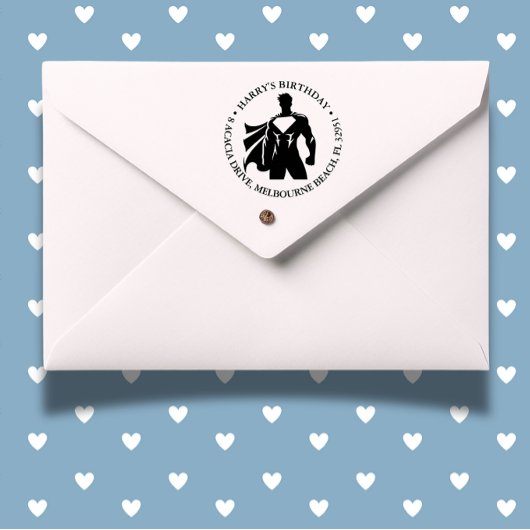 Tampon Auto-encreur Super Héros fête d'anniversaire