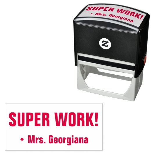 Tampon Auto-encreur "SUPER TRAVAIL !" Timbre en caoutchouc de marquage (En situation)