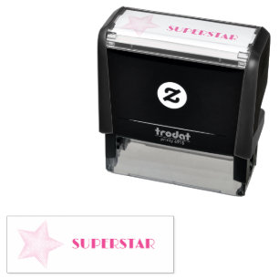 Tampon Auto-encreur SUPERSTAR Pink Polka Dot Star