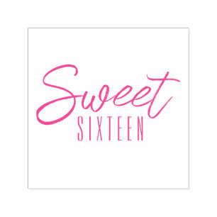 Tampon Auto-encreur Sweet Sixteen Moderne rose fuchsia pour filles 16