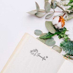 Tampon Auto-encreur Sweet Unicorn mignon Doodle Kid Nom personnalisé