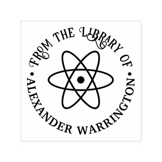 Tampon Auto-encreur Symbole Atom #1 "De la bibliothèque de" Nom du liv (Design)