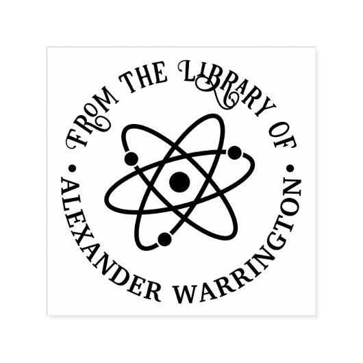 Tampon Auto-encreur Symbole Atom #2 "De la bibliothèque de" Nom du liv (Design)