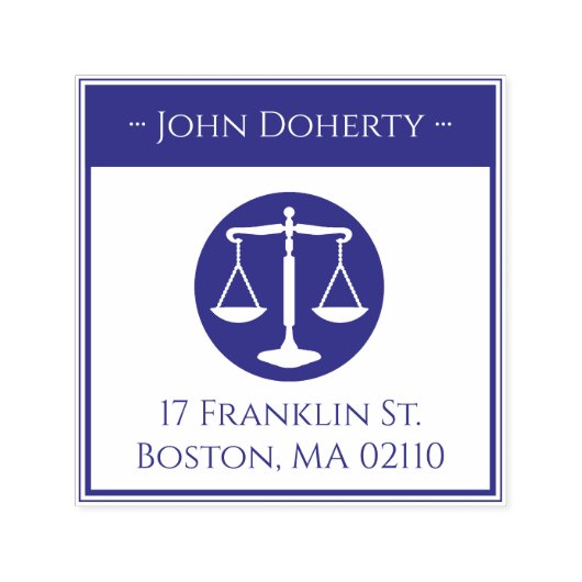 Tampon Auto-encreur SYMBOLE ÉCHELON DE JUSTICE | adresse de retour Aut (Design)