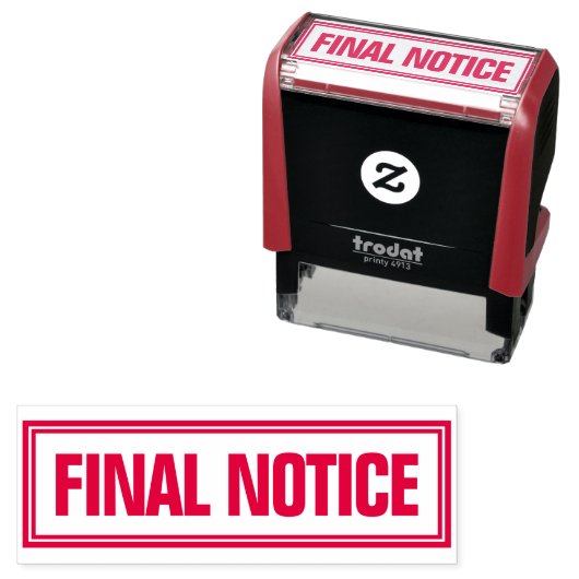 TAMPON AUTO-ENCREUR  TAMPO À ENCREUR 'AVIS FINAL' POUR BUREAU (En situation)