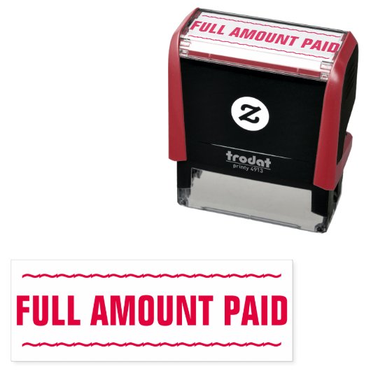 Tampon Auto-encreur Tampon en caoutchouc "PLEIN MONTANT PAYÉ" (En situation)