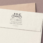 Tampon Auto-encreur Tandem Bicycle Return Address Stamp<br><div class="desc">Embellish your save the dates, engagement announcements, wedding invitations or daily correspondence with our sweetly romantic return address stamp, featuring your names and return address details in a modern mix of handwritten style and block lettering, topped by a hand drawn style tandem bicycle illustration. Perfect for couples who share a...</div>