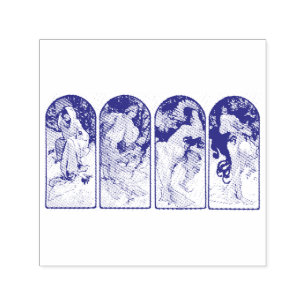 TAMPON AUTO-ENCREUR  TAPIS DE CAOUTCHOUC : MUCHA : SAISONS