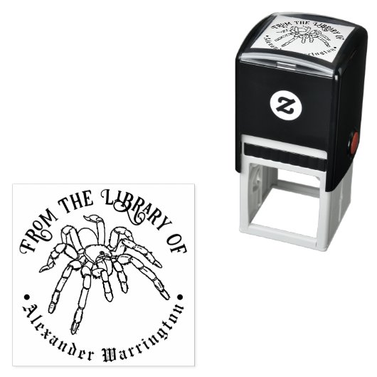 Tampon Auto-encreur Tarantula Spider #2 Goth Library Nom du livre (En situation)