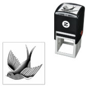 Tampon Auto-encreur Tatouage bleu rouge avale (En situation)