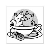 Tampon Auto-encreur Tea Time Meow Time - Cute Cat and Tea Design (Design)