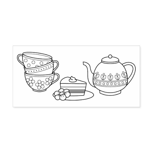 Tampon Auto-encreur Teapot, Teapup et Cake (Design)