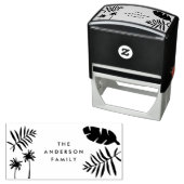 Tampon Auto-encreur terrasse palmiers noël tropical design moderne (En situation)