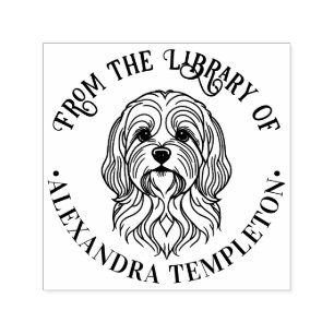 Tampon Auto-encreur Tête de chien Lhassa Apso mignonne Nom du livre de