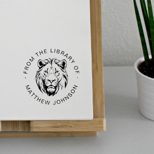Tampon Auto-encreur Tête de Lion Moderne De La Bibliothèque De Livre P
