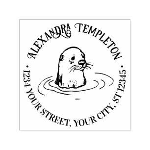 Tampon Auto-encreur Tête de loutre mignonne Nom Adresse de retour 