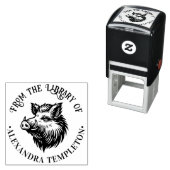 Tampon Auto-encreur Tête de sanglier rustique Nom du livre de biblioth (En situation)