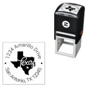 Tampon Auto-encreur Texas Heart Cutout Adresse (En situation)
